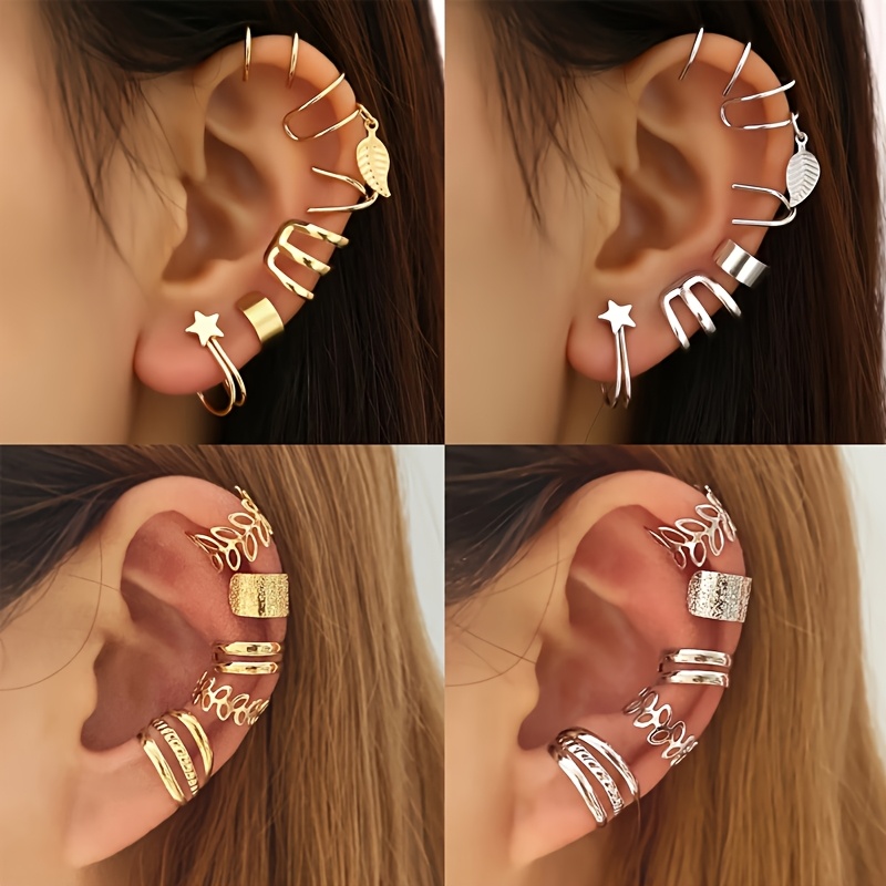 TEMU Ensemble de 22 charmants clips d'oreille - Boucles d'oreilles à clip réglables perçage, conçues pour - Bijoux d'oreille tendance enroulés pour