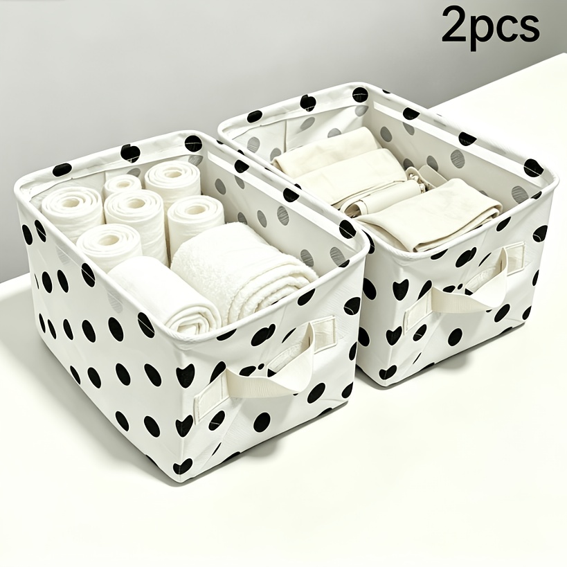 TEMU 2pcs Set Of Storage Boxes With Handles - Modern Open-style Organizer, Durable Fabric Desktop Storage, Suitable For School, Office, Dressing