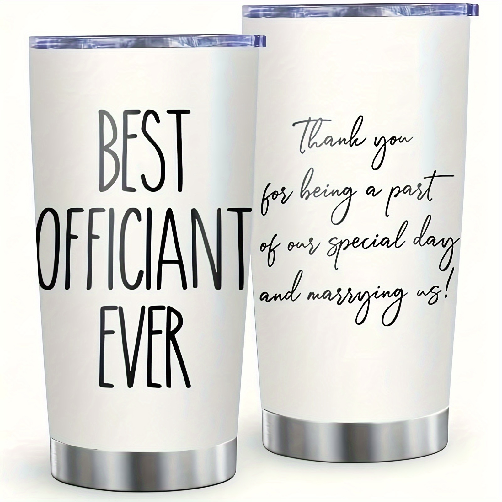 TEMU 1pc 20oz Stainless Steel Tumbler, Insulated Water Bottle With Lid, Double Wall Vacuum Travel Mug - Best Officiant Ever - Perfect For Wedding,