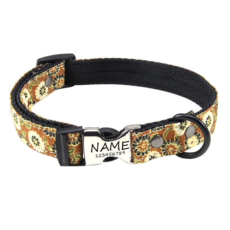 TEMU 1pc Personalized Small Floral Pet Collar - Wear-resistant Vintage Cat Collar, Soft And Comfortable Pet Accessory - Stylish And Safe, Adjustable