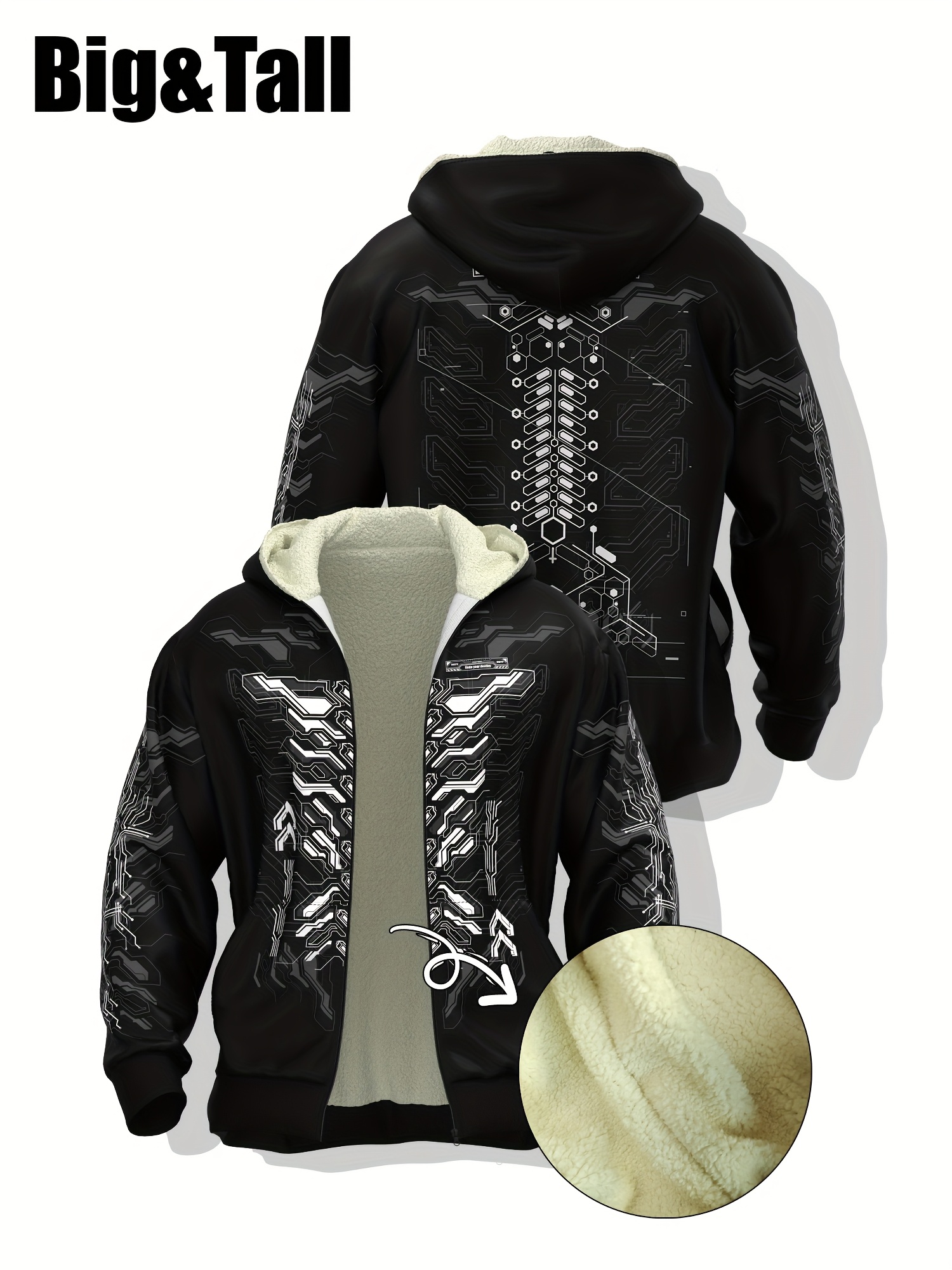 men's cyberpunk mechanical skeleton print hooded zip jacket Temu