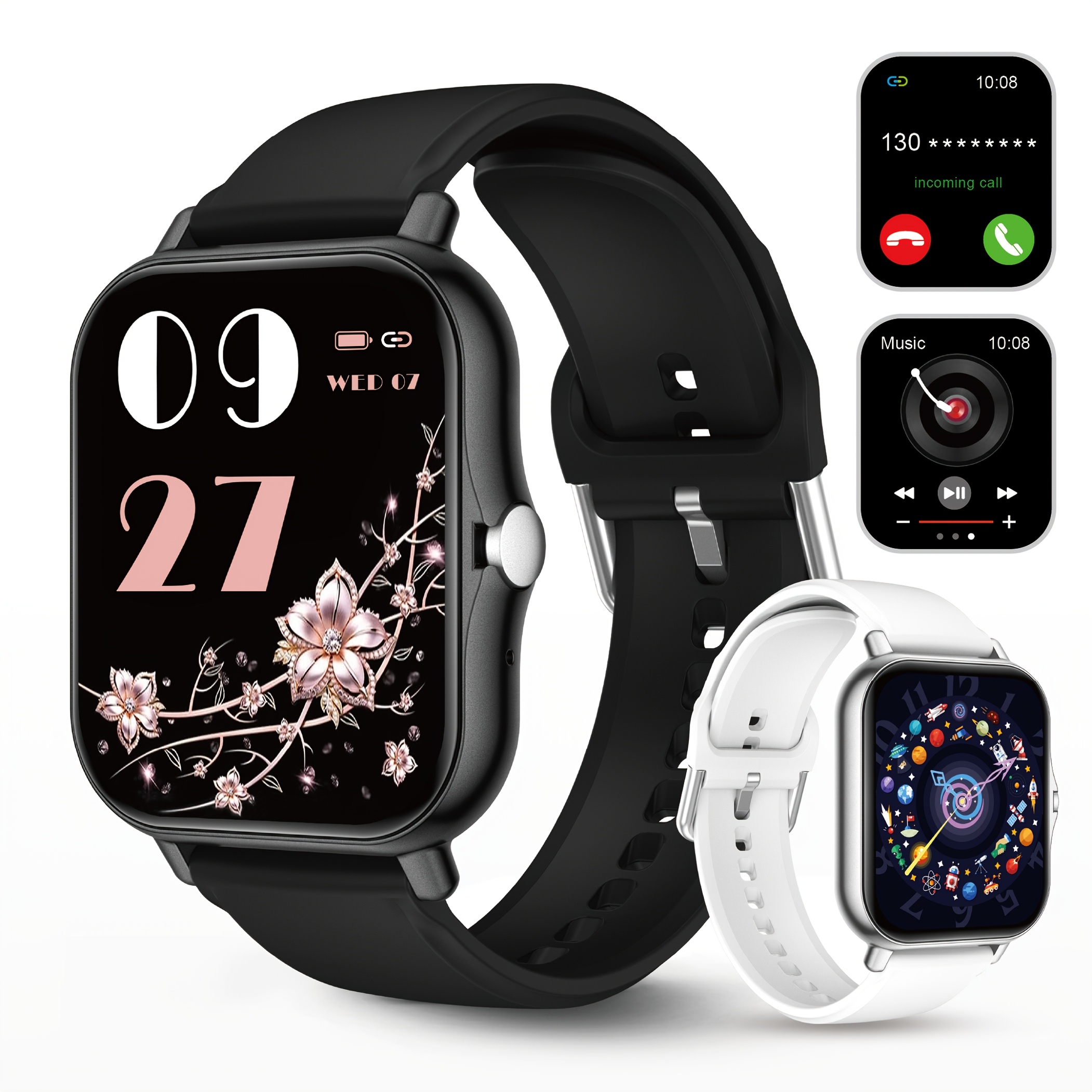 1.83-inch Latest Sports Smartwatch, Supports Wireless Calling, Message Notifications, Multiple Sports Modes, Remote Camera Control, Sedentary Reminder, Calorie Calculation, Unisex Wristband, Compatible with iPhone and Android Systems