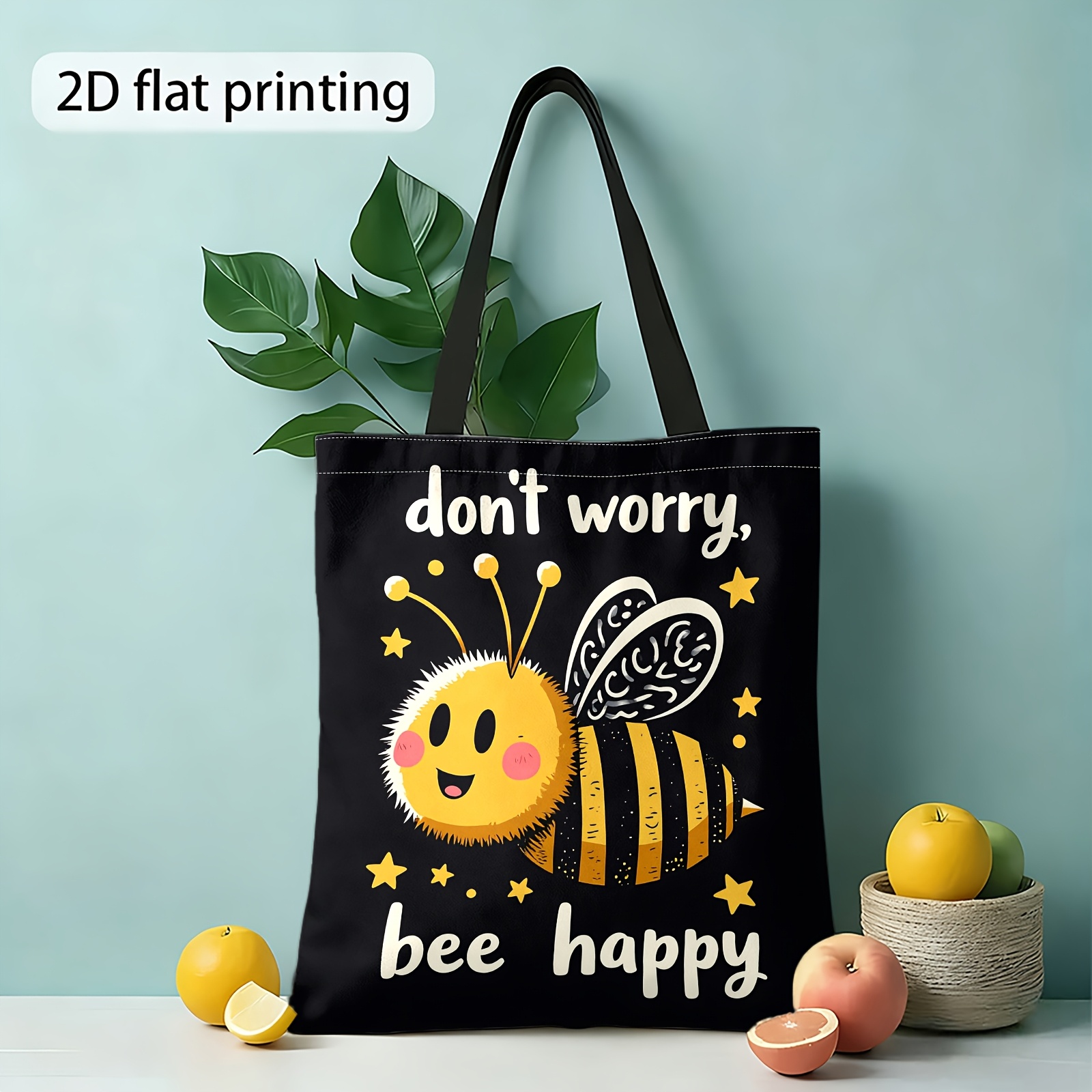 1pc Double-sided Printing 2d Printed Handbags, Motivational Bags, Bags, Reusable Shopping Bags, And Women's Shoulder Bags Are Travel And Are Perfect For Gift .
