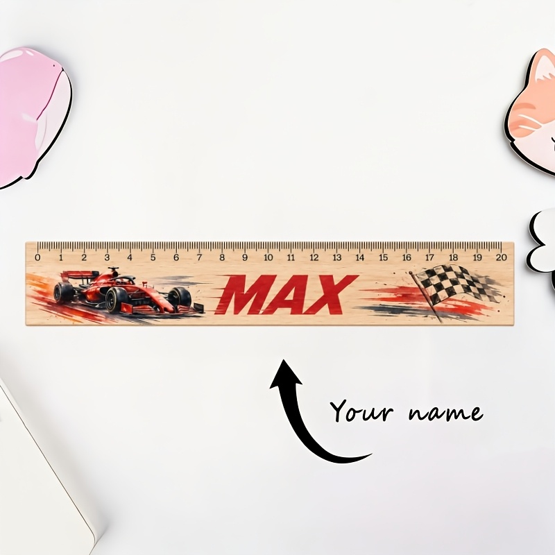 1pc Custom Name Wooden Ruler, Unicorn, Racing, And Space Themes, Personalized Campus Gift, Perfect Back-to-school Or Birthday Present Math Tool
