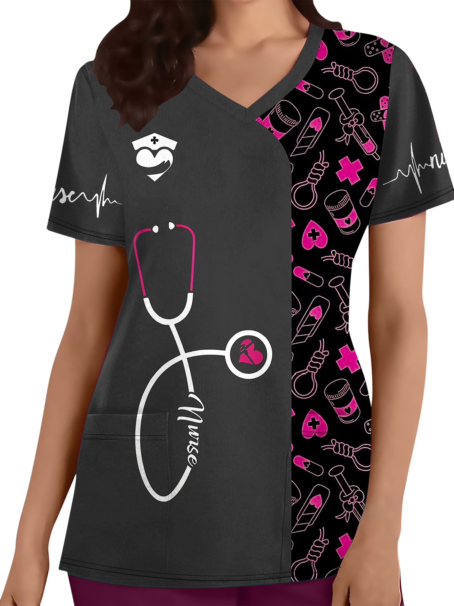 haut blouse médicale à col femmes poches uniforme soins Temu Belgium