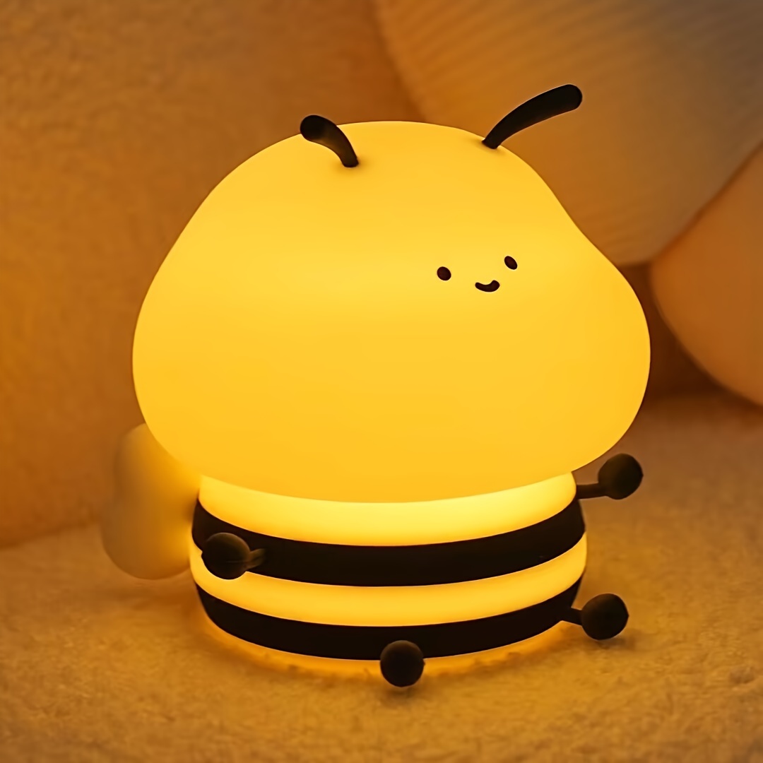 1  honeybee night light rechargeable eye protection bedside lamp with colorful changing colors cute bedroom decorative ornament Product details 2