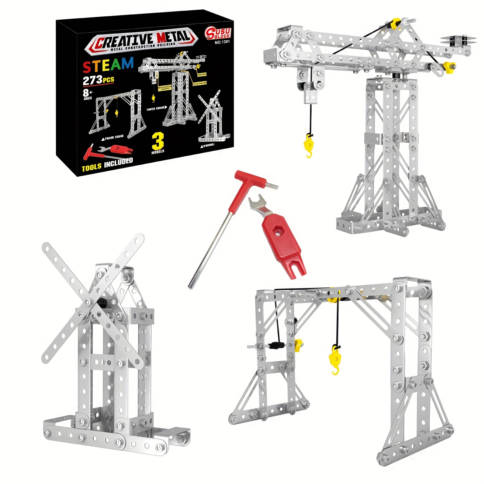 Diy Tower Crane & Windmill Building Kit - Educational Alloy Blocks For Boys 8+, Gift