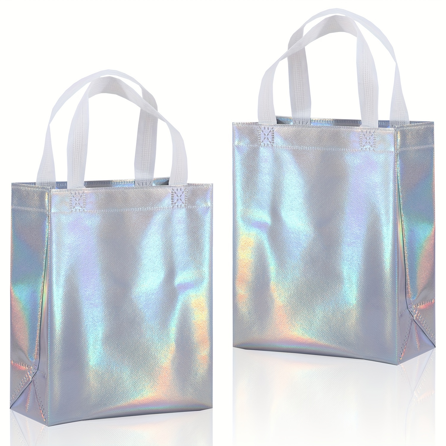 

Set Of 16 Iridescent Holographic Gift Bags With Handles - Reusable, Medium Size For Birthdays, Party Favors & Goodies - Rainbow Theme, Durable Pp Material Small Gift Bags Gift Bags For Gifts