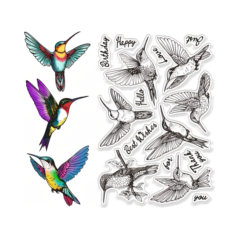 

1pc Hummingbird Transparent Silicone Stamp Set For Diy Scrapbooking, Album Decor, Card Making, And Drawing Tools - Pvc Material