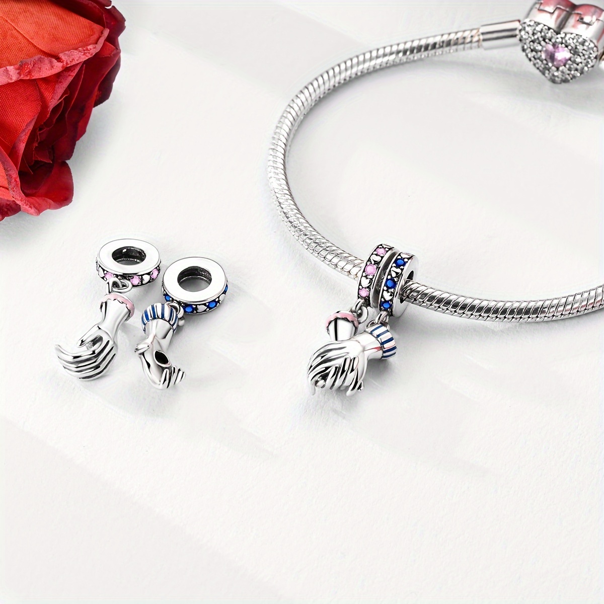 Valentine's Day Rose Love Hand In Hand Charm
