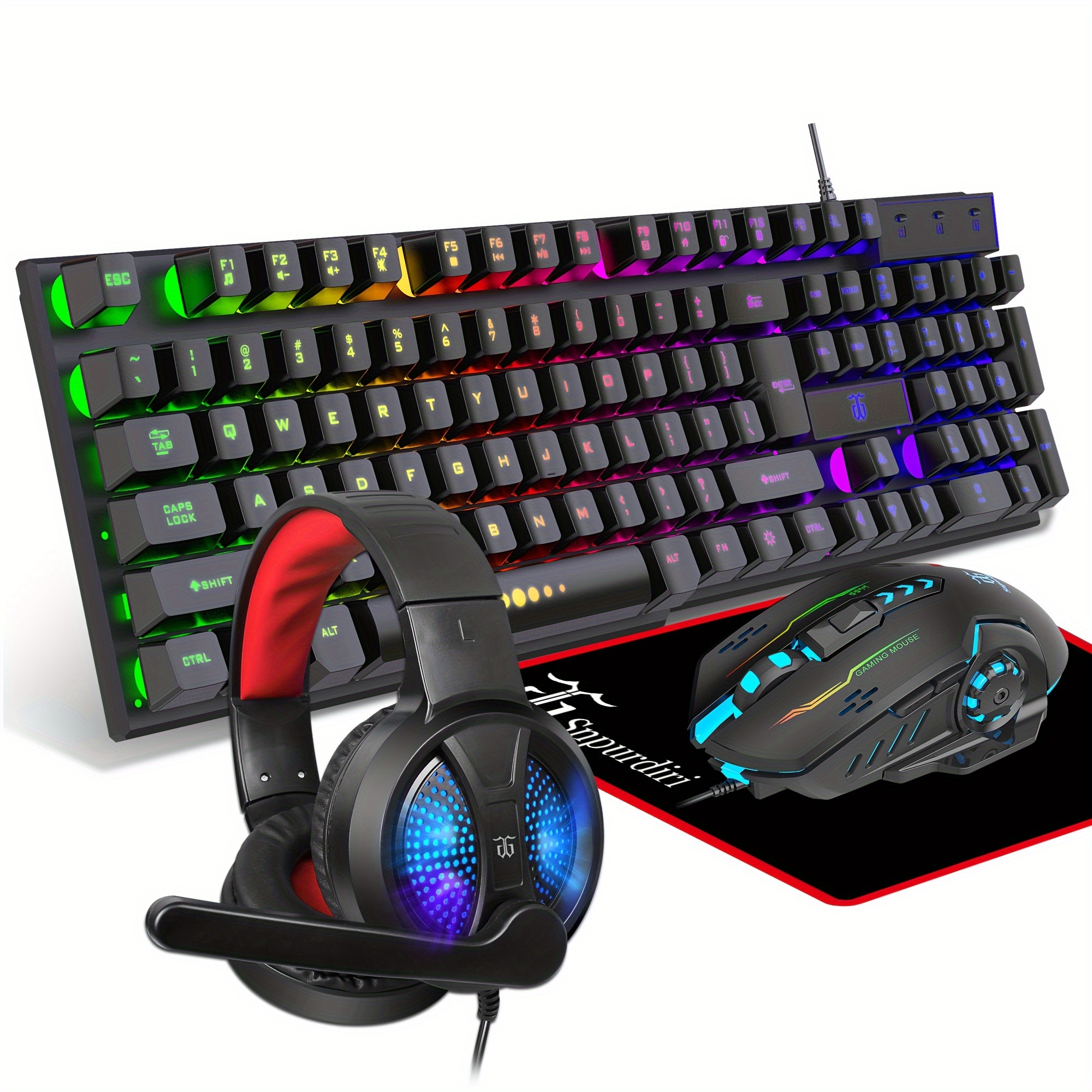 Gaming Keyboard And Mouse, Headset, Mouse Pad, All...