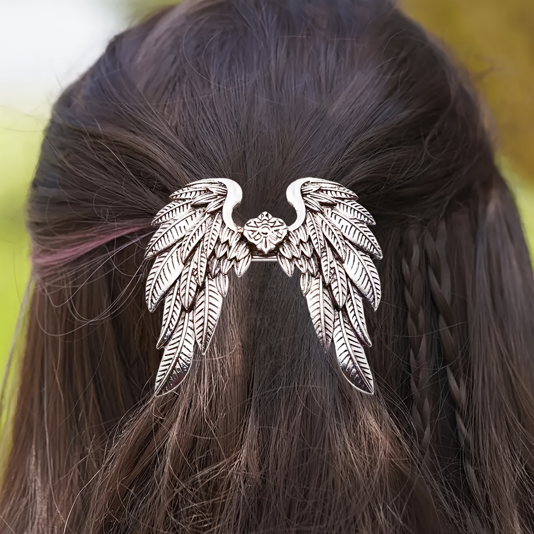2pcs Angel Wing Hair Clips Silver Metal Vintage Boho Hair Accessories Women european american new personalized angel wings - Temu main image 2