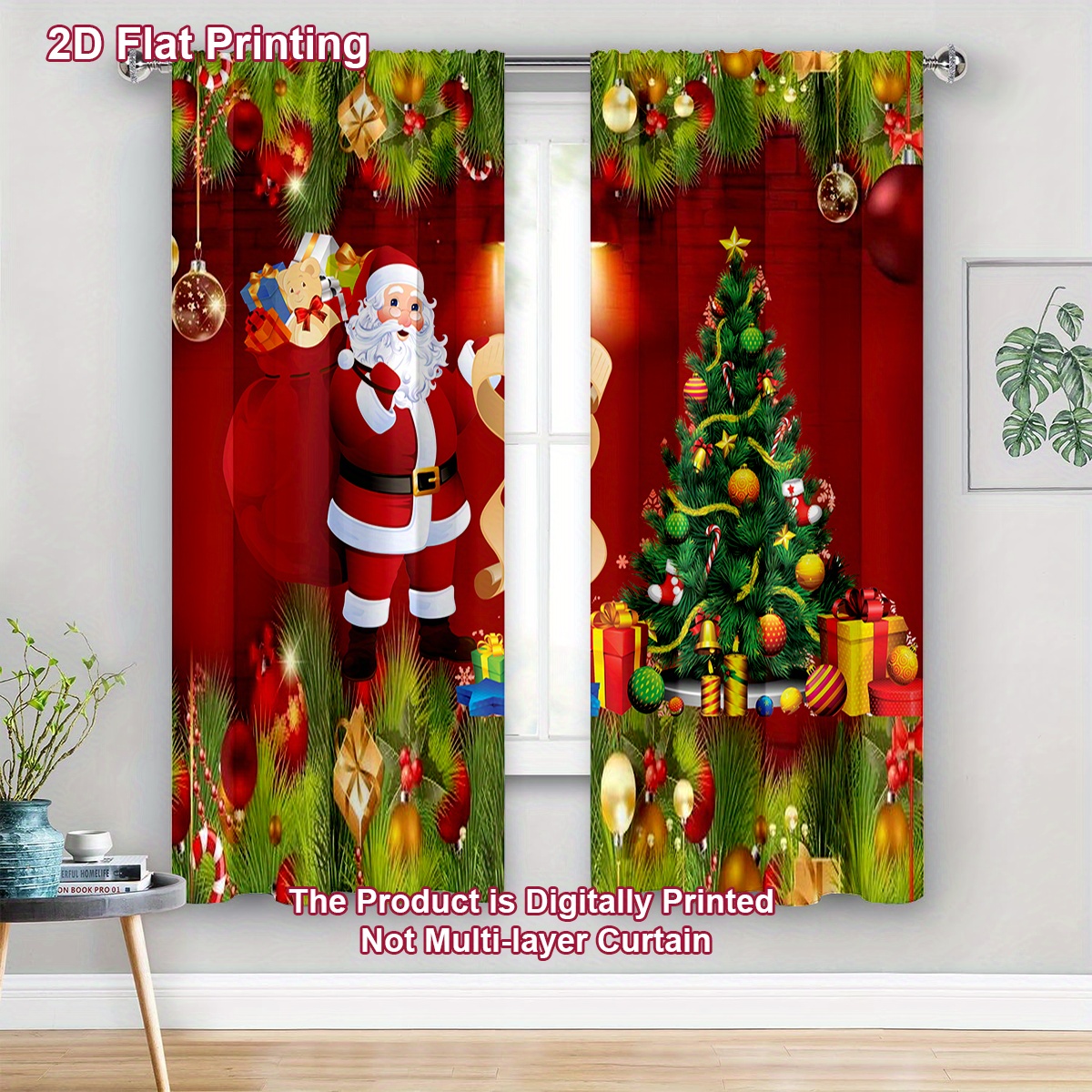 TEMU Piatto 2D, Set pezzi Decorazione Natalizia con Stampa Piatta 2D, Tende per Porte e Tende per un'Illuminazione Confortevole della Camera da Letto