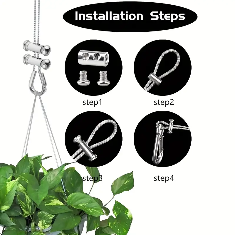 787 40 393 70 inch 304 stainless steel wire rope kit used for hanging lamps garden fence line fence ropes clothes drying lines outdoor sunshade sails curtain lines   Product details 3