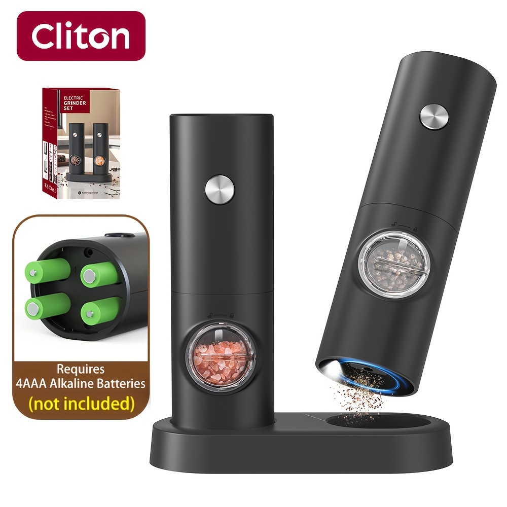 Automatic Salt & Pepper Grinder With One- Operation & Adjustable Coarseness - Refillable Suitable For Home, Camping, Bbq, , For Christmas Gifts, Weddings, Housewarming