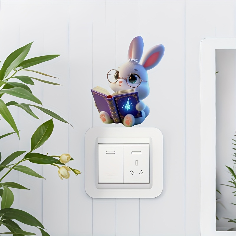 Cute Rabbit Reading Book Wall Sticker, Removable Decal