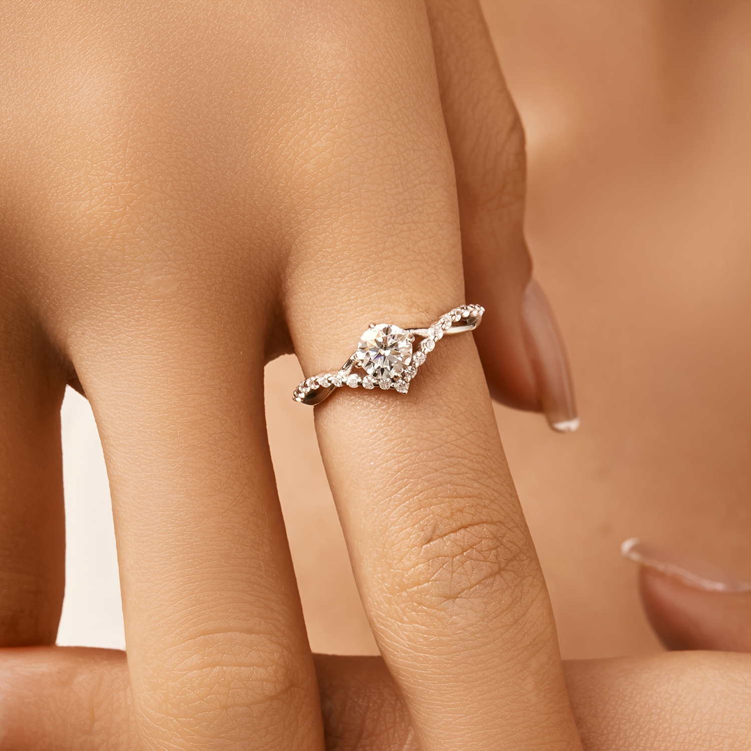 Women's Crown D Color Moissanite Ring, 925 Sterling Silver
