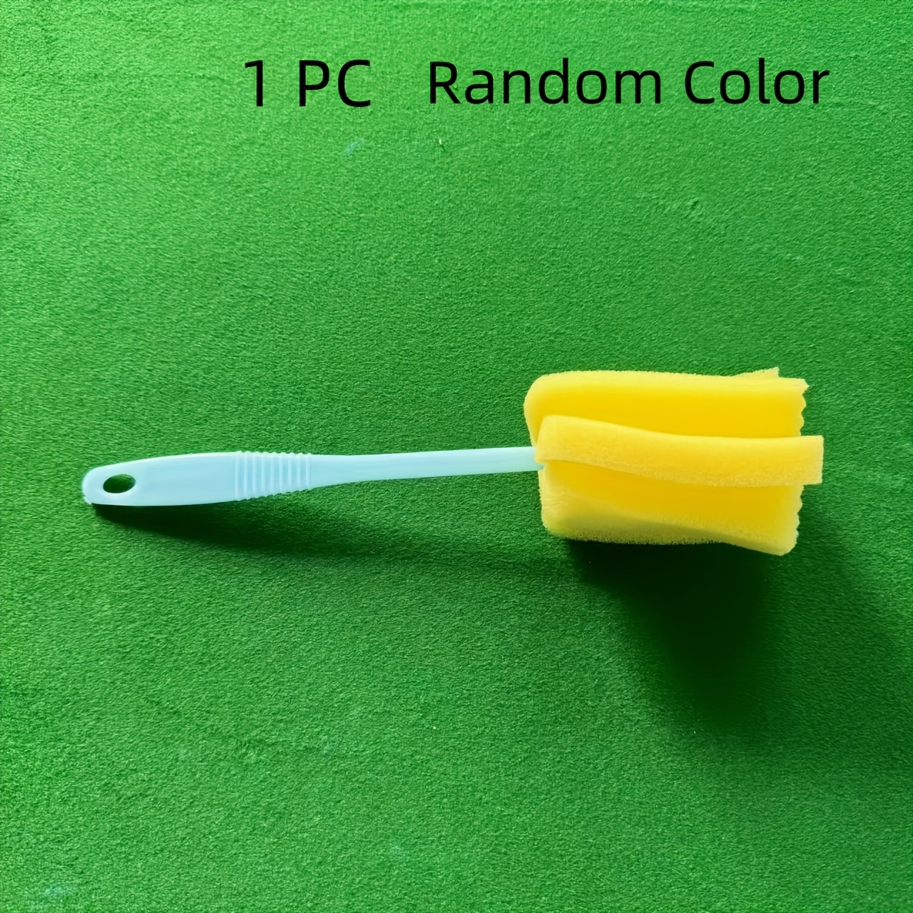 Image of Long-handled Sponge Brush, For Glass And Bottles, Random Color - Ideal For Kitchen Use, Non-electric Plastic Cup Cleaning Tool