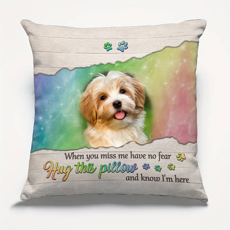 

1pc, Custom Short Plush Single Sided Printing Throw Pillow 18x18 Inch, Custom Photos, Memorial Personalized Custom Pillows, Memorial Gifts, Gifts For Pet Owners, Without Pillow Core