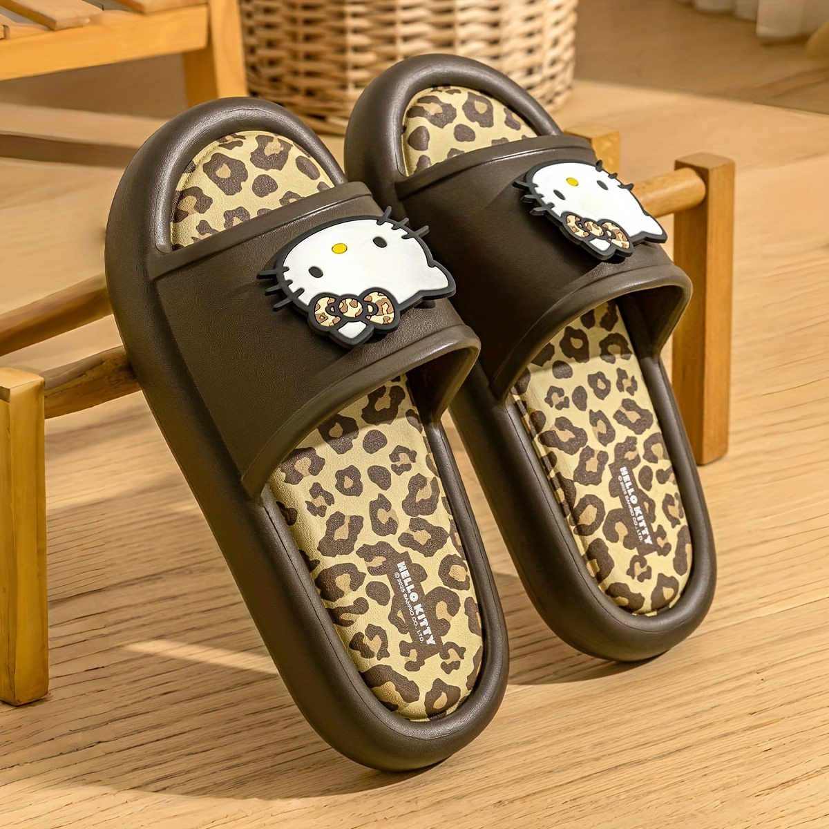 for Leopard Print Slippers Cute Cartoon Design, EVA Material,  Comfortable Indoor/Outdoor Slides for Women, Men, and Couples