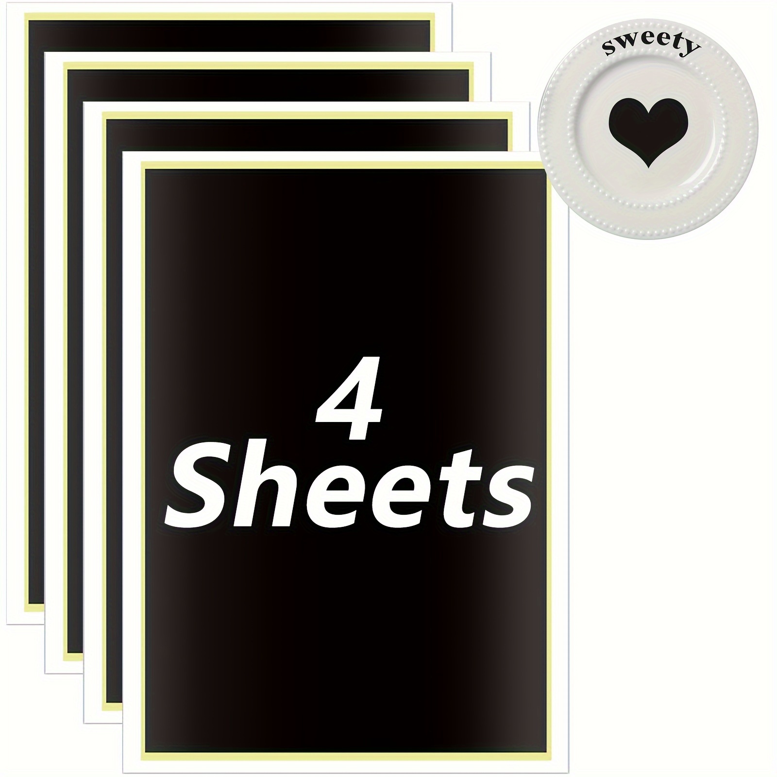 

4-pack Black Laser Engraving Paper Sheets For Diy Crafting, 15.35 X 10.63 Inches - Heat Resistant Stencil Material For Engraving On Ceramics, Glass, Crystal, Stone, Porcelain