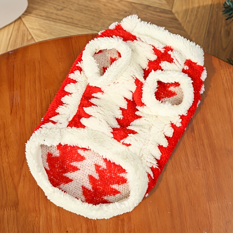 new christmas medium and large dog clothes striped plush dog clothes pet clothes Product details 5
