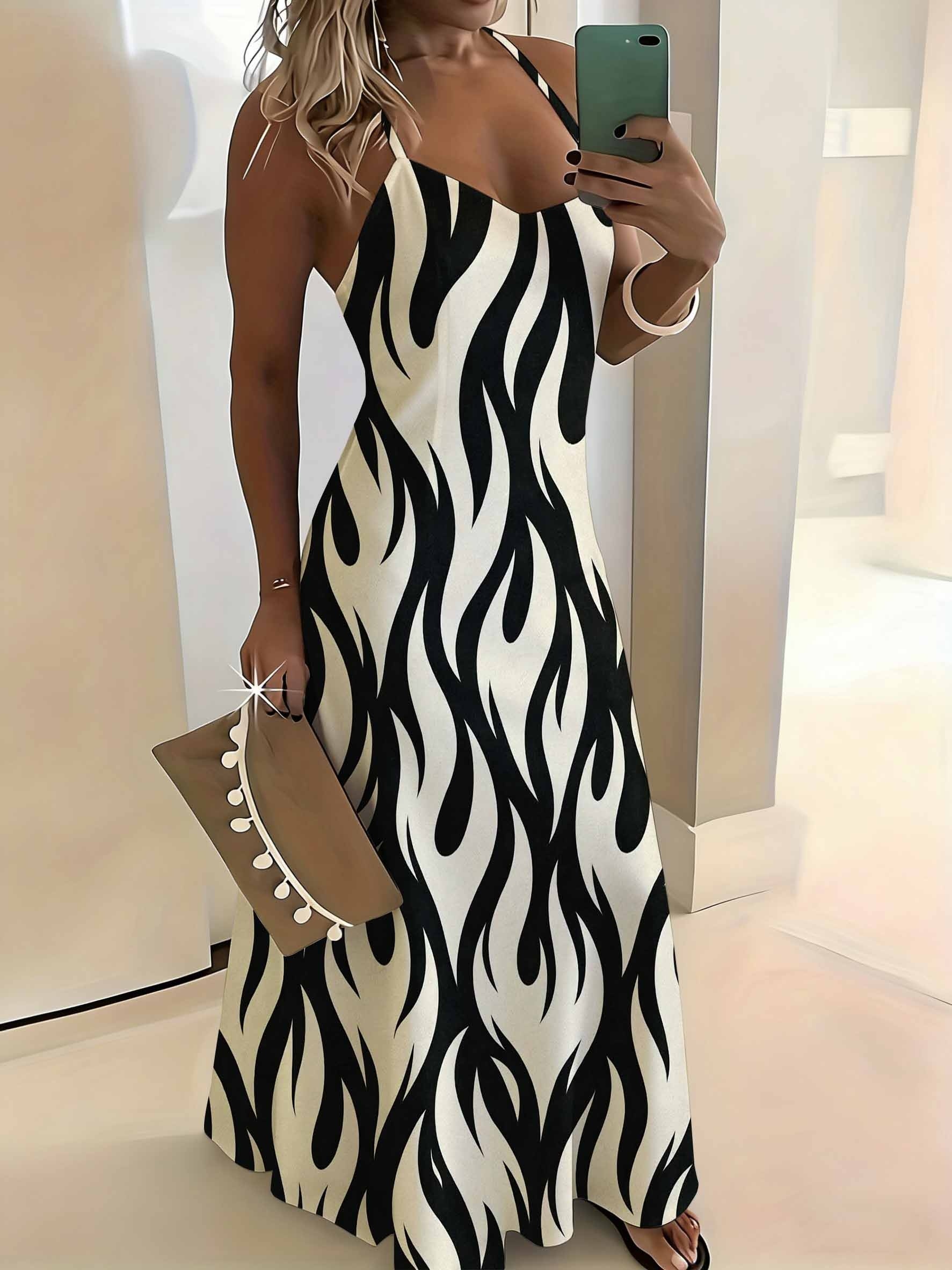 black white maxi dress sold on Temu United States