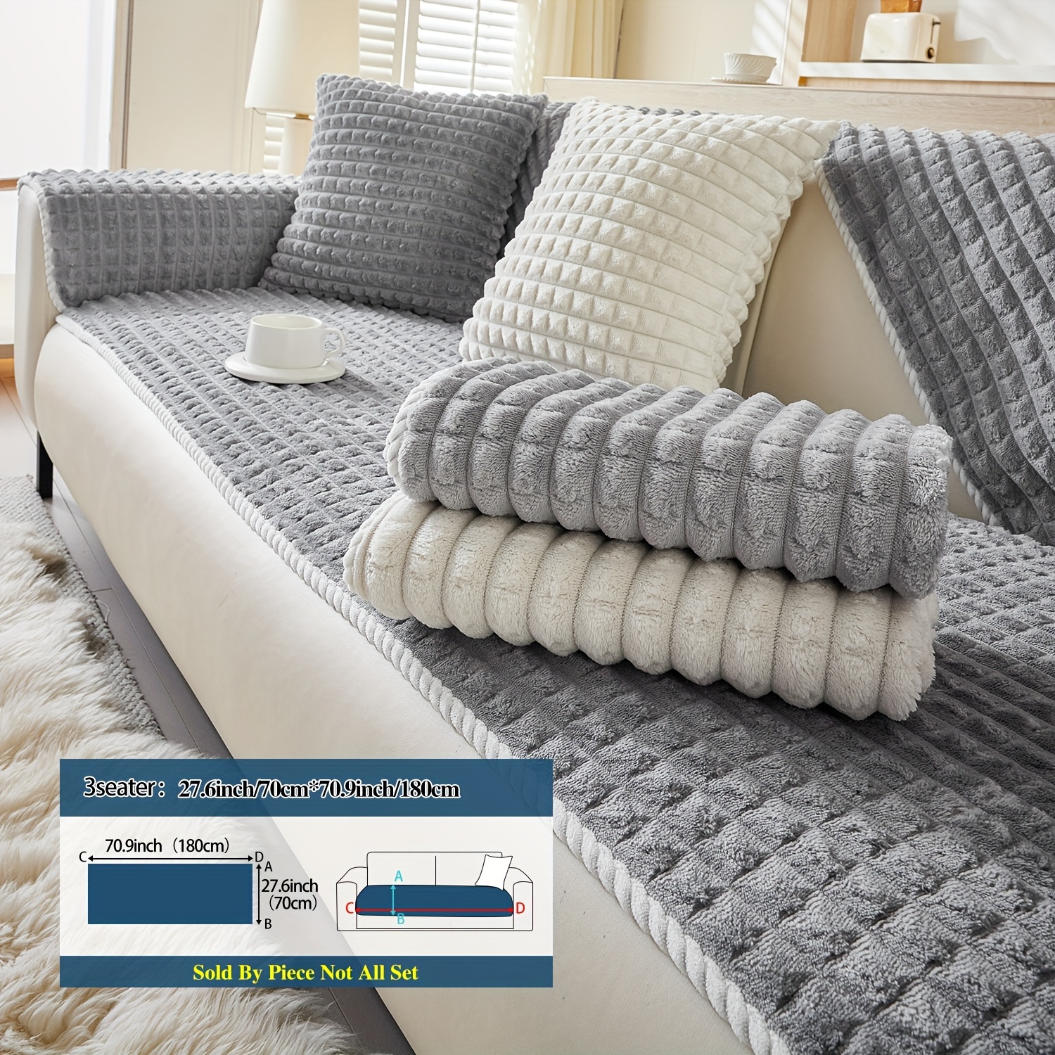TEMU 1pc Diamond-shaped Plush Sofa Cushion, Pet-friendly Sofa Cover, In Multiple Colors, Machine Washable, Suitable For Protecting And Decorating