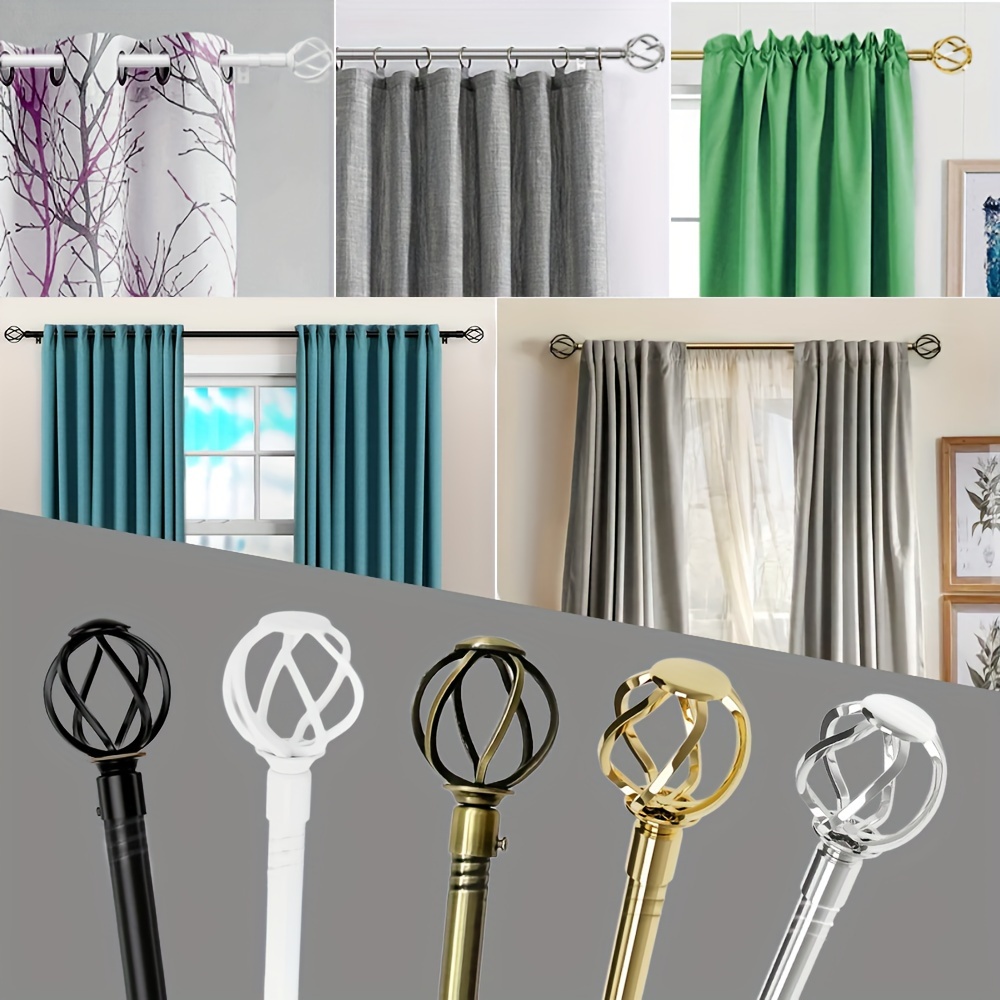 

Elegant Black Metal Curtain Rod Set, 28-144 Inches - & Easy-to-install With Decorative Finials, Ideal For Bedroom, Kitchen, Living Room & Outdoor Patio