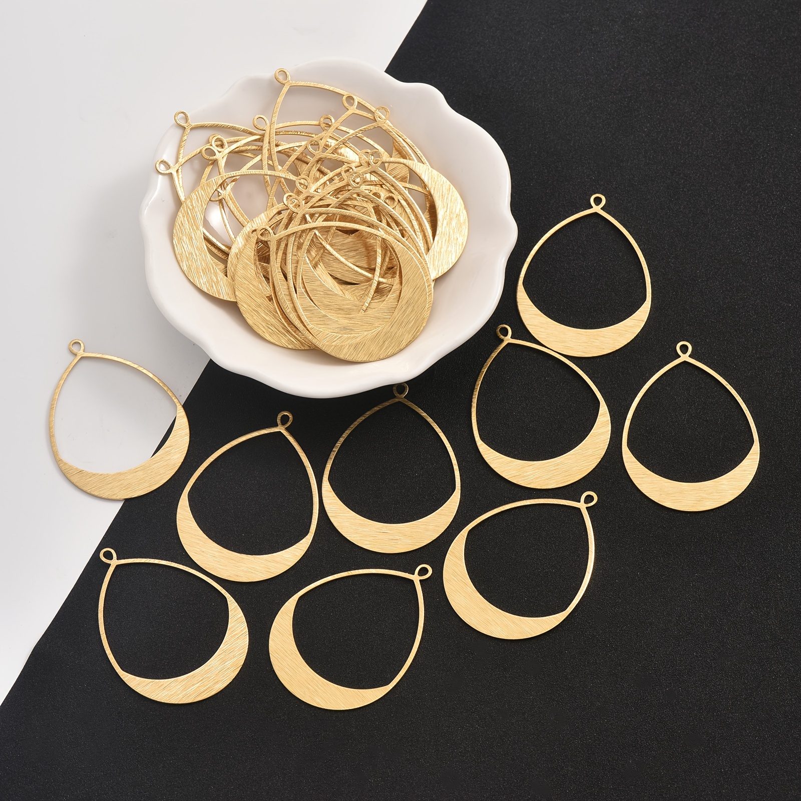 

6-piece Boho Brass Geometric Water Drop & Oval Earring Pendants - Lightweight, Corrosion-resistant Diy Jewelry Charms
