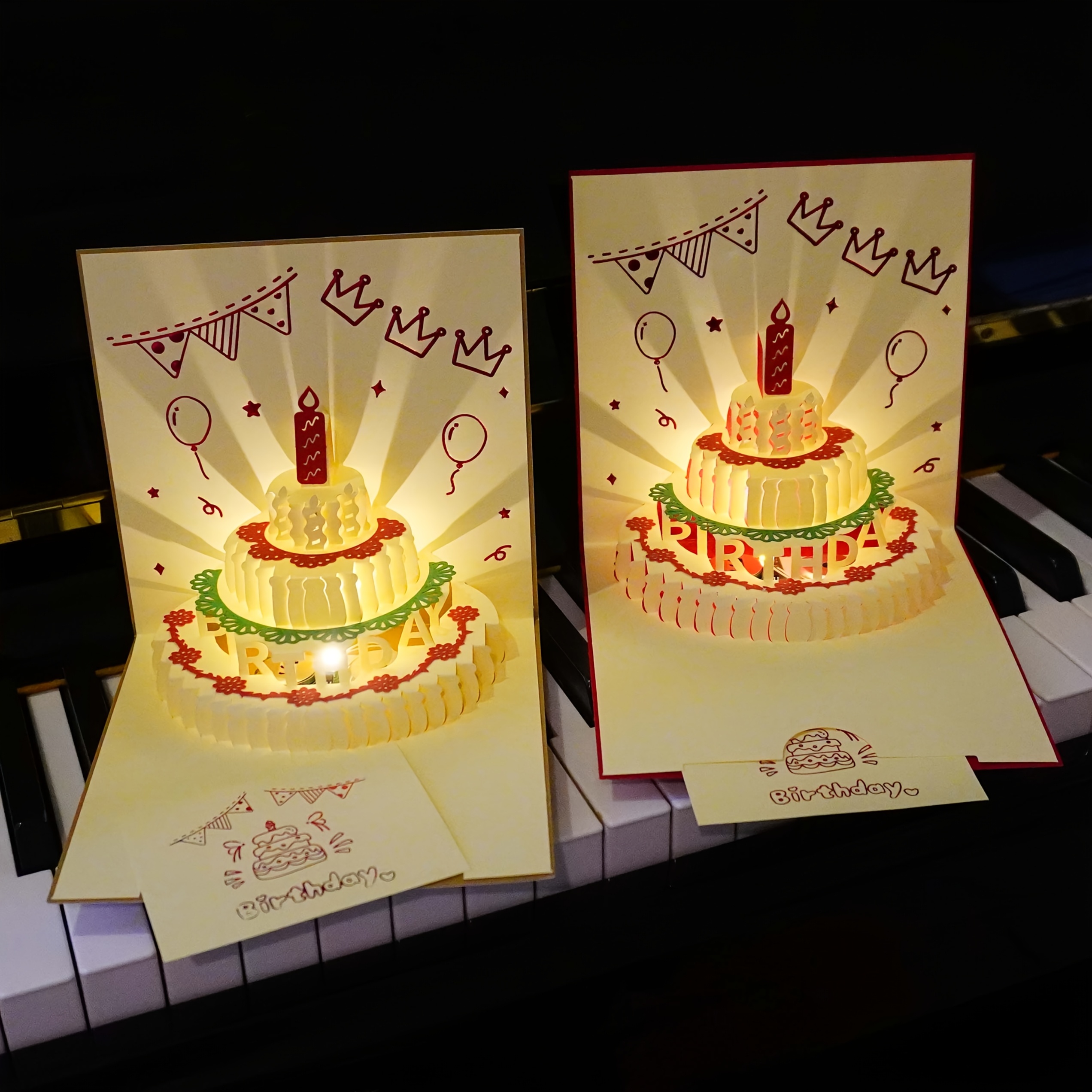 carte danniversaire de musique 3d avec 6 styles, carte de   intelligente pliable pour gâteau, cadeau de fête, carte de vœux   écrite à   0