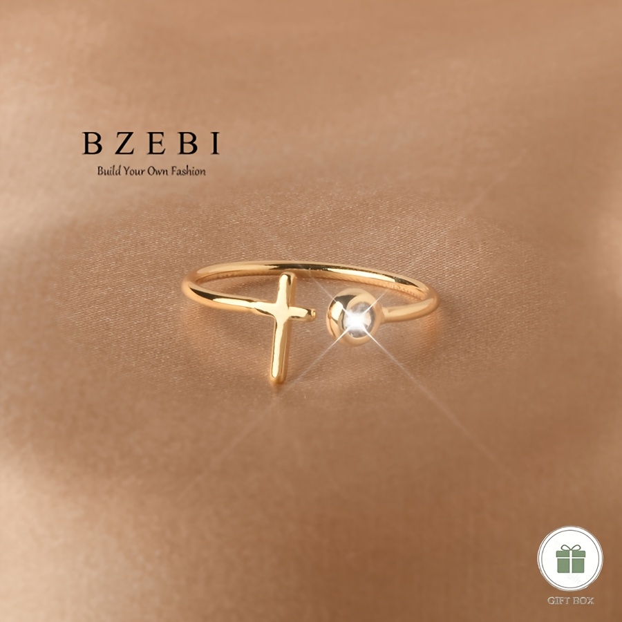 Image of A Women's Fashionable Ring, Synthetic Synthetic Zirconia Cross Ring, Sparkling Jewelry, Elegant And Simple, Christmas, Valentine's Day, Mother's Day, New Year, Birthday Gift, With Gift Box, 211r