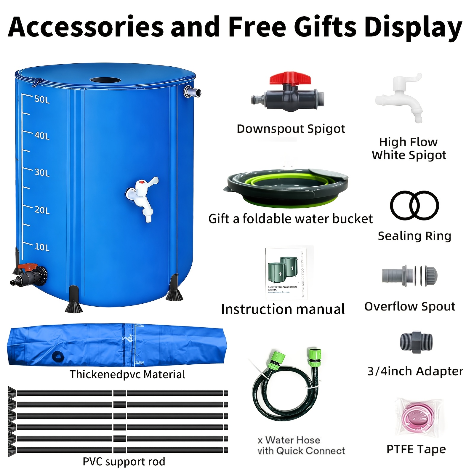 TEMU Outdoor Rain , A Portable Water Storage Solution For Spring And Summer Outdoor Use. Foldable And Portable, Suitable For Outdoor And Emergency ,