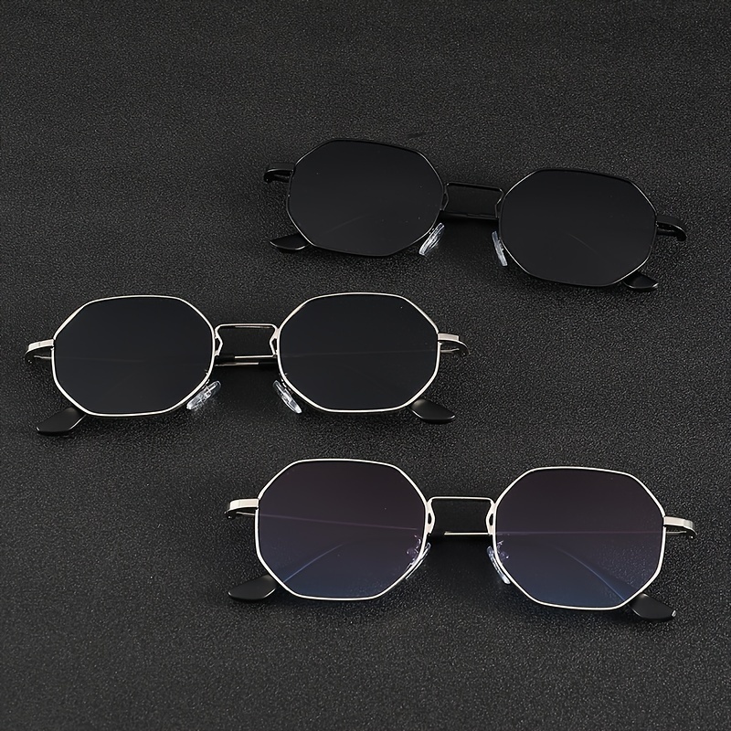 

3pcs Men Geometric Frame Glasses Casual Eyewear For Or Travel Take Photo Decoration Accessories