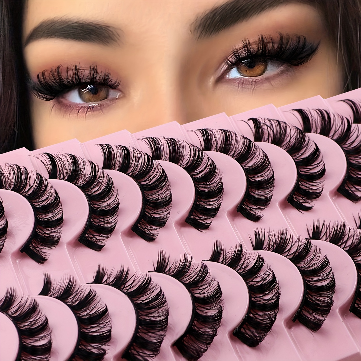 

Ichickiss 10 Pairs Fluffy False Eyelashes - Cat Eye, Cosplay, Russian Dd , Natural Style - Dd , 13-15mm Reusable Voluminous Lashes For Perfect Makeup