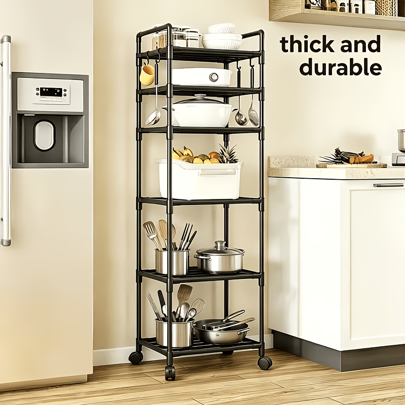 TEMU 6-layer Movable Golden Metal Storage Shelf - 16.5inch Width Storage Rack - Space- Golden Metal Adjustable Multi-functional Shelf, Suitable For