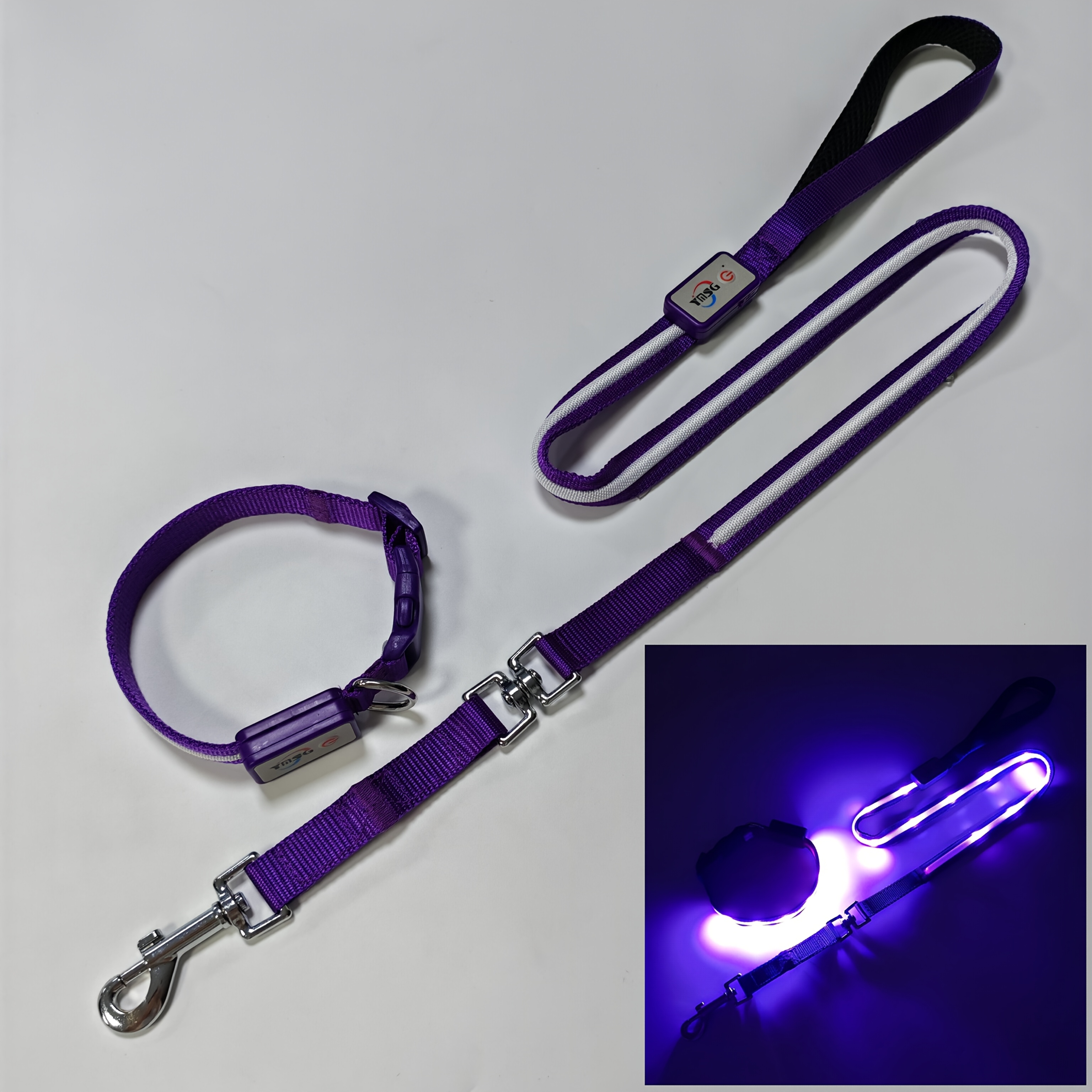 LED Nylon Pet Luminous Collar and Leash Set