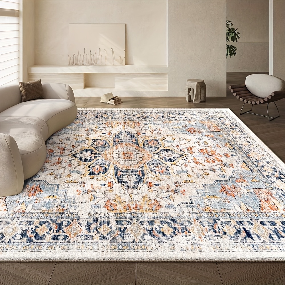 TEMU Velvet 850g/sqm Machine Washable Design Area Mat Minimalist Entryway Modern Living Room Mat Soft Fluffy Bohemian Washable Indoor Mat Printed