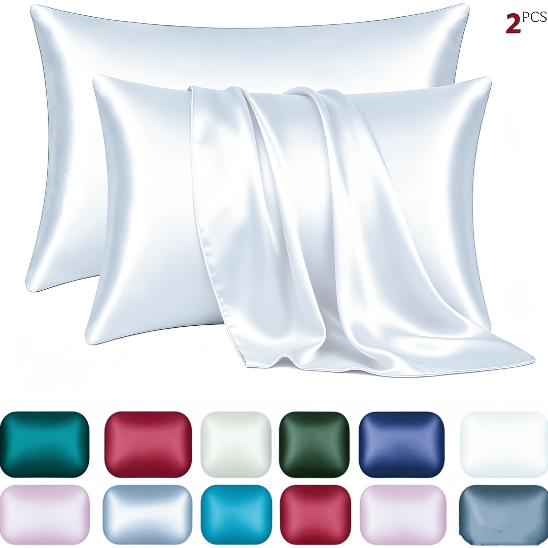 Image of 2pcs Satin Pillowcase Set For Skin And Hair, Soft, Breathable, Smooth, And Cooling Pillow Covers For Sleeping