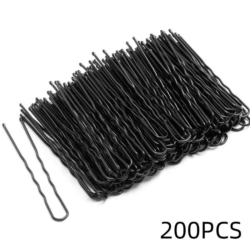 TEMU [200pcs] 1 Pack Of 50pcs Black U-shaped Hair Clips Women' Color Straight Hair Clips Hair Additions Party Hair Ornament Additions Suitable For