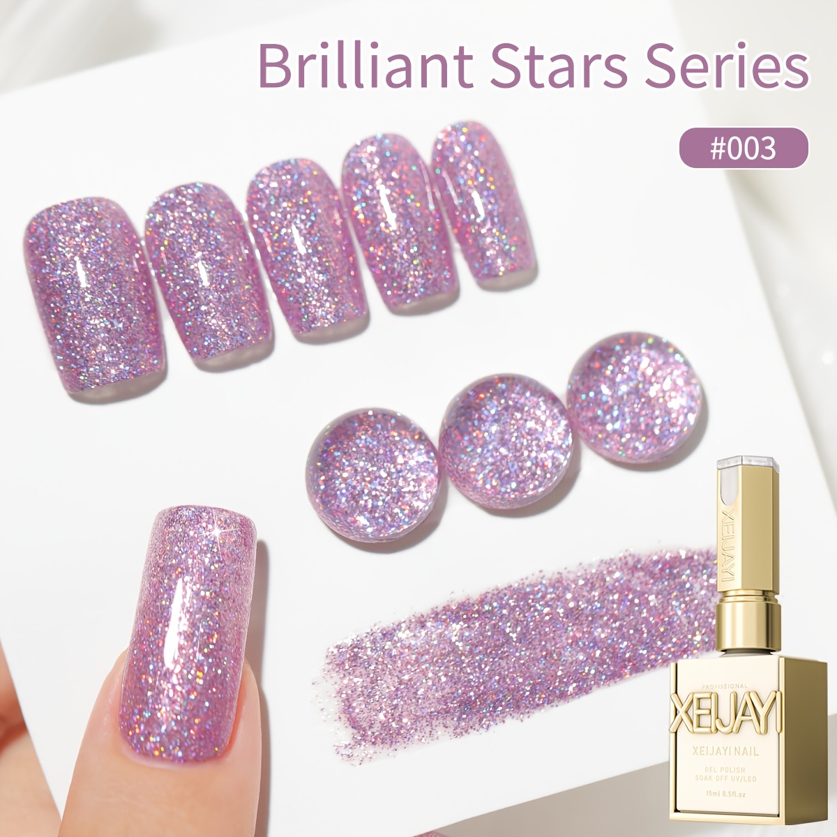 Image of 1pc Xeijayi 15ml /led Gel Polish - /korean Style Sparkling Gel Glitter Suitable For - & Salon Use, /led Compatible Nail Gel For Nail , Luxury Nail Polish For Women, Gifts For Nail Care
