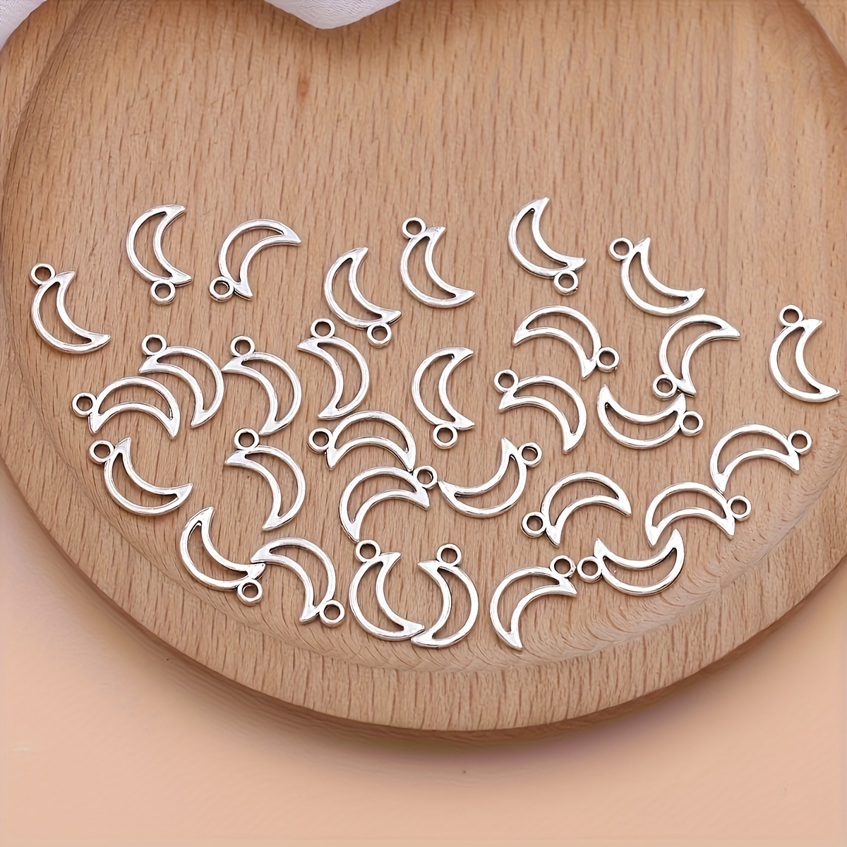 30pcs Charms Hollow Out Moon Pendants For Jewelry Making Diy Handmade Necklace Earrings Accessories, Gift For Eld, Gift For Ramadan