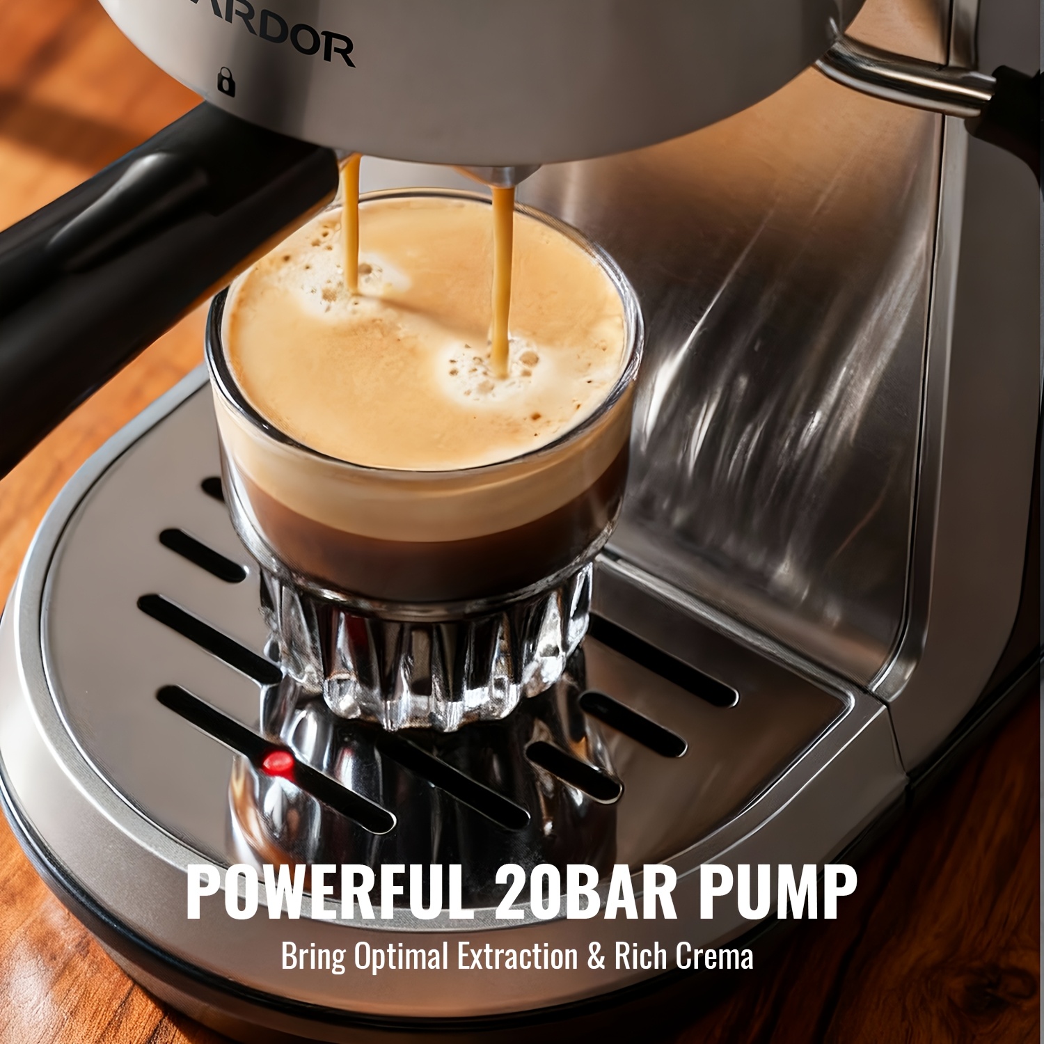 Espresso Coffee Maker - Automatic Espresso Coffee Machine with Milk Frother, 20 Bar Pressure, 1 & 2 Shot Options, Milk Frother, Kaffeemaschine for Lattes, Cappuccinos & Macchiatos, Fast Heating, Easy to Use for Rich, Creamy Coffee, Kitchen Appliances