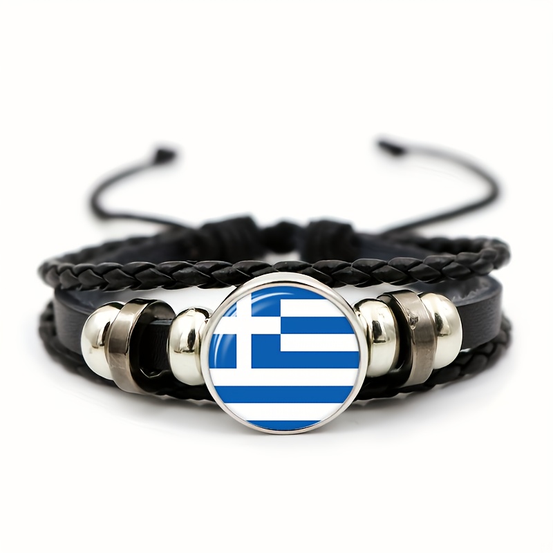 E-shop Verpackung (Schwarzes Mode-Glas-Muster Dekor Armband), Rundes Griechisches Flagge Blau und Weiß Einfaches und Generöses Design Klassisches