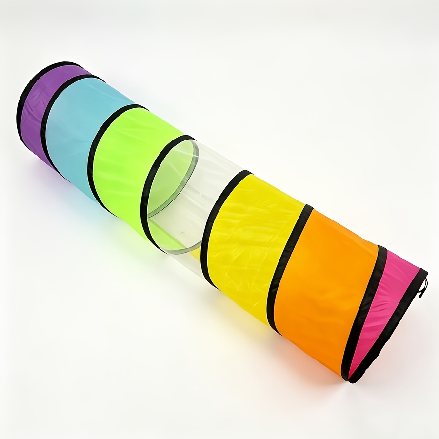 TEMU Rainbow Game Tunnel: A Foldable, Portable, Colorful Climbing Tunnel With A Storage Bag, Making It A Great Companion For Family Outdoor