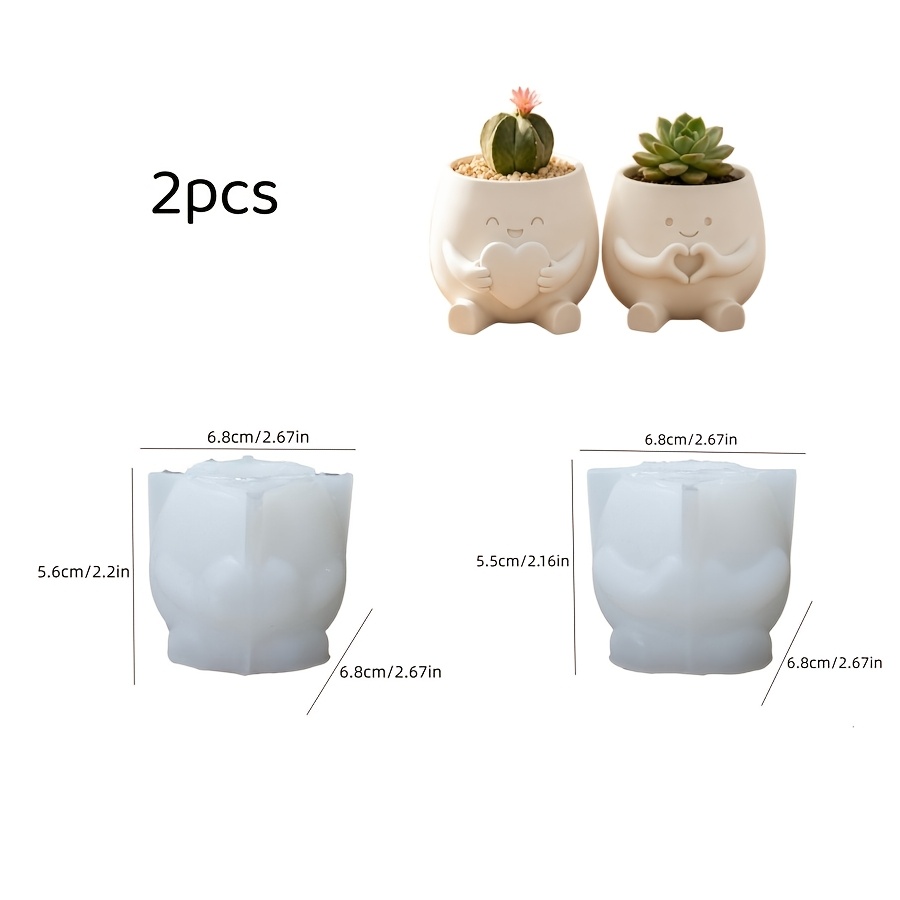 TEMU Diy Clay Molds Are Available Options: Heart Hugging Cartoon Flower Pot Silicone Molds, Drip Resin Silicone Molds, Home Decoration, Handicrafts,