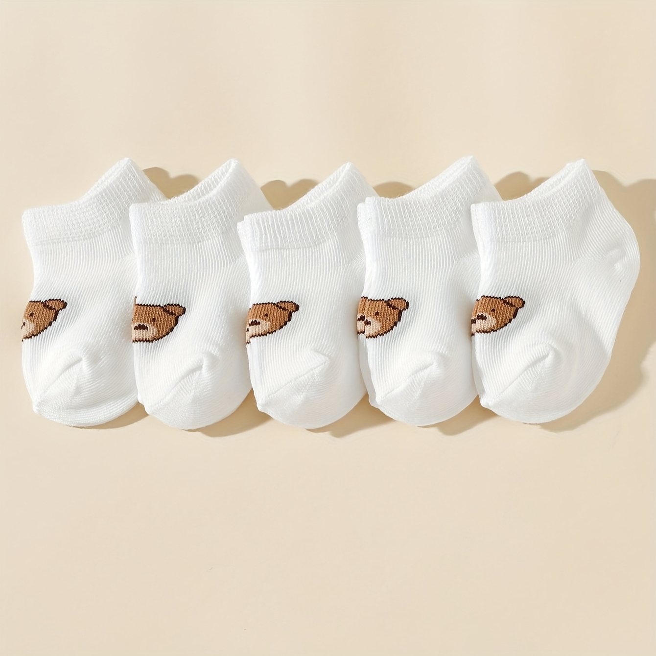E-shop 5 Paar süße Cartoon Bär Baby Socken | Ganzjahres, Polyester Strickstoff, geeignet für den täglichen Gebrauch, nur Handwäsche
