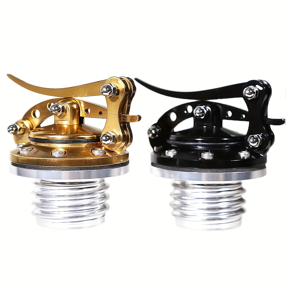 YHMTIVTU Motorrad-Tankdeckel aus Aluminium mit King-Krone, Gasdeckel mit Rechtsgewinde, passend für Harley Sportster XL 883 1200 48 Dyna Road King Softail, goldfarben