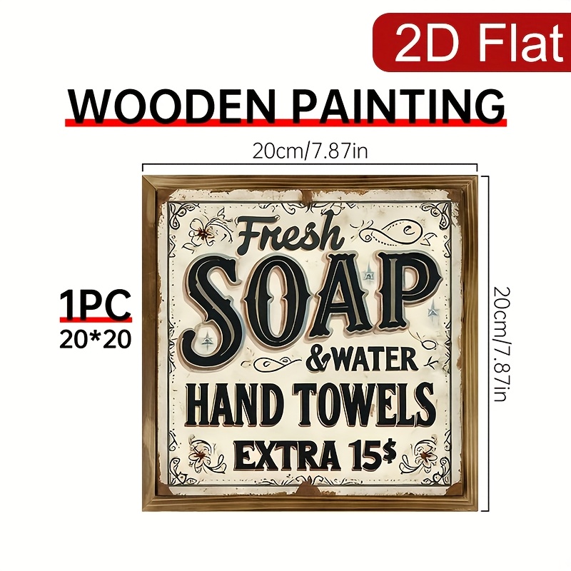 TEMU 2d Flat, 1pc Wooden Sign Rustic Style Vintage Soap Decorative, Perfect For Bathroom, Entryway, Living Room, And Bedroom Country Decor Ideal