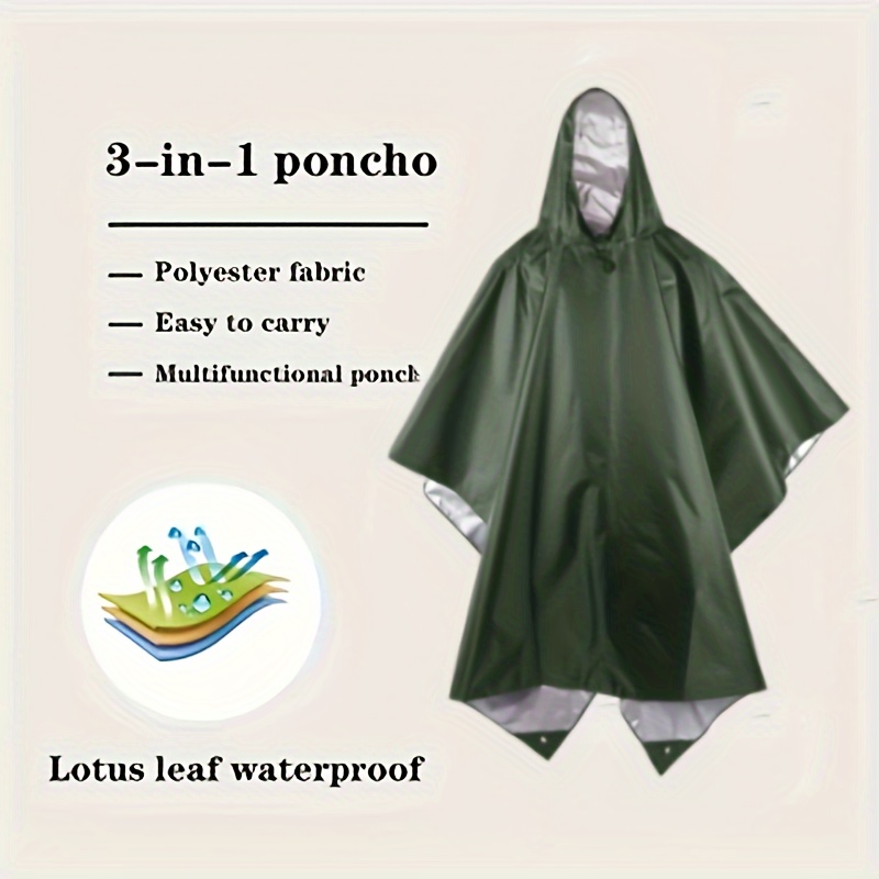 

Outdoor Camping Mountaineering 3-in-1 Poncho Raincoat, Multifunction Rain Coat For Hiking Camping Outdoor